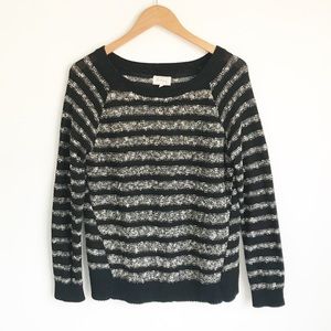 LOU & GREY Black Stripe Knit Sweater